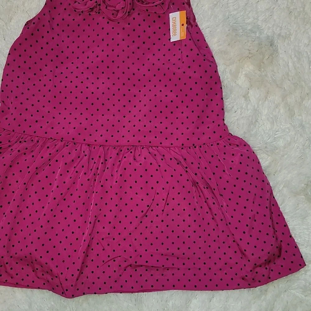 𝅺GYMBOREE FUSCIA POLKA DOT DRESS WITH PANTIES, SIZE 12-18 MONTHS, NEW!